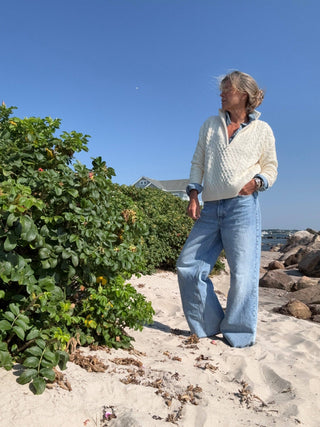Pink Pineapple - 1/2 Zip Cable Sweater Ivory