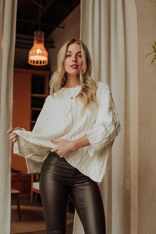 Panache Ivory Cable Knit Sweater