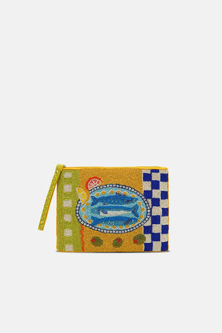 Mediterranean Sardine Wristlet Pouch – Coastal Zip Clutch by America &amp; Beyond