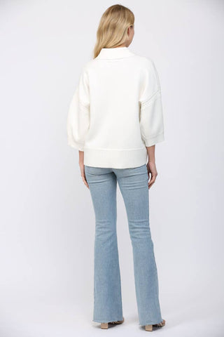 FATE - STRIPED VNECKLINE WITH COLLAR DETAIL 3/4 SLV SWEATER FW15756