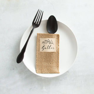 Gather Black & Cream Jute Silverware Holders – Set of 8