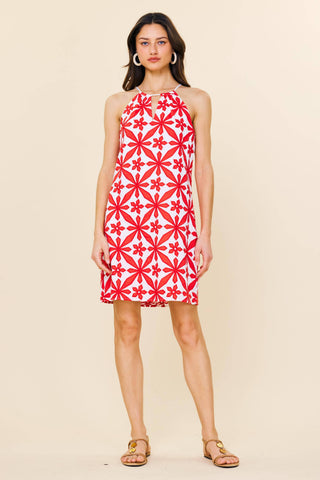 SKIES ARE BLUE - Embroidered Halter Mini DressSkies Are Blue Embroidered Halter Mini Dress – Feminine Summer Dress