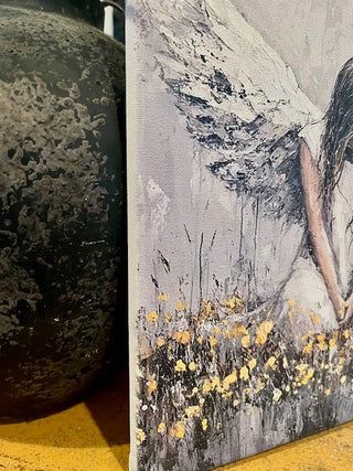 Rustic Nester - Angel canvas art print,  spiritual home decor, wall decor