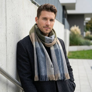 Shupaca Alpaca-Blend Plaid Scarf – Olive