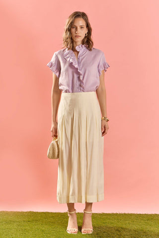 English Factory Linen Ruffle Shirt | Women’s Lightweight Summer Blouse