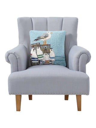 Peking Handicraft - Seagull On Pier w/Buoys Hook Pillow - Susan Winget