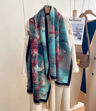 Winding River Teal & Red Reflections Reversible Wrap
