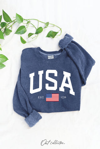 USA EST. 1776 Mineral Washed Graphic Sweatshirt