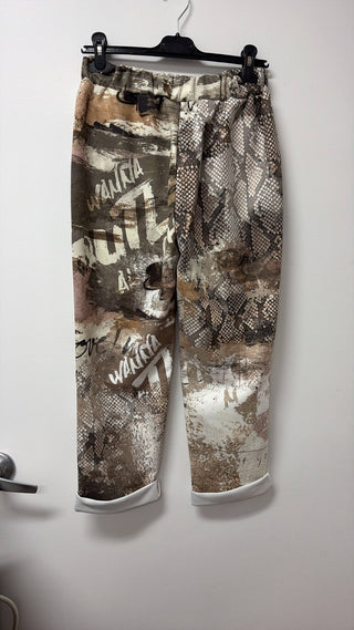 LOOWIE Brown Rock Star Graphic Italian Joggers
