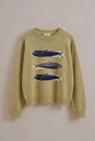 Urban Daizy - Graphic Oversized Drop-Shoulder Knit Sweater