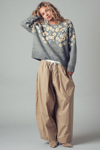 Urban Daizy - Daisy Embossed 3D Floral Knit Sweater