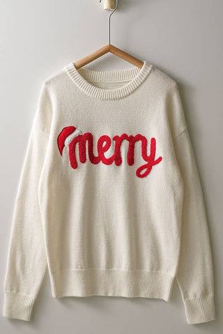 M/L-3 Urban Daizy - Merry Embroidered Crewneck Sweater