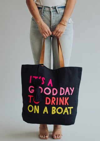 Panache Apparel Co. - Navy Drink On A Boat Tote