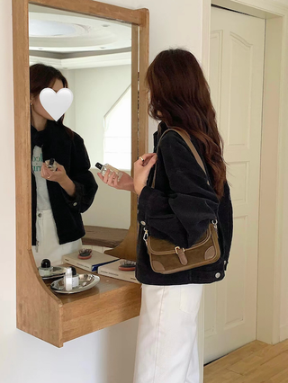 Suede-Like Microfiber Leather Shoulder/Crossbody Bag