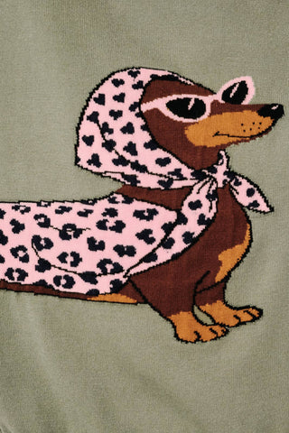 Weenie Dog Short Sleeve Sweater in Olive | Sunday Edition