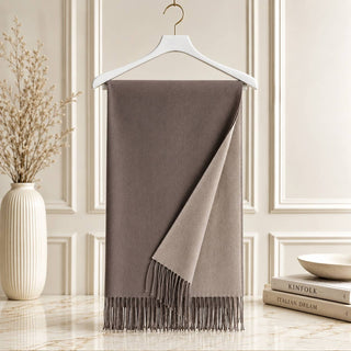 Designer House Reversible Two-Tone Fringe Shawl
