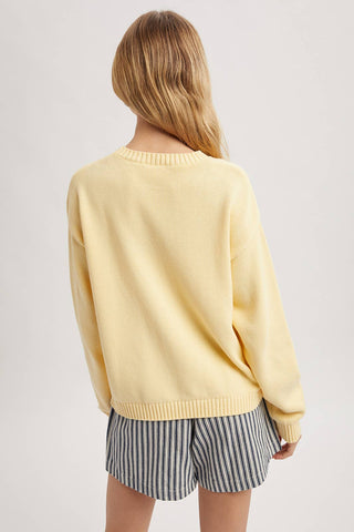 Wishlist Coastal Fish Sweater in Butter Yellow | Women’s Coastal Sweater