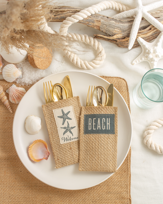 Starfish Coastal Jute Silverware Holders – Set of 8 | Cutlery Couture