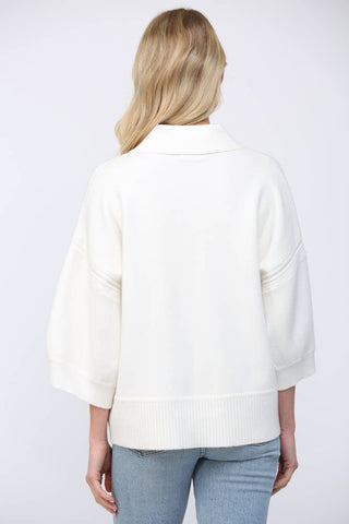 FATE - STRIPED VNECKLINE WITH COLLAR DETAIL 3/4 SLV SWEATER FW15756