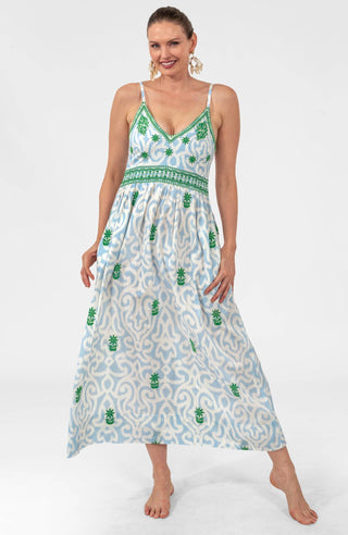 Gretchen Scott Embroidered Cotton Voile Sun Dress | Women's Resort Maxi Dress with Pockets