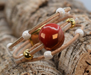Red and White Beaded Bracelet