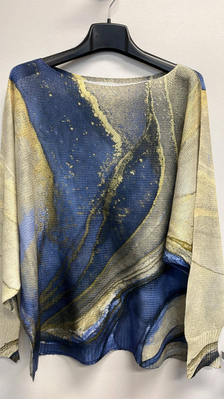 LOOWIE Denim Tie-Dye Italian Knit Sweater
