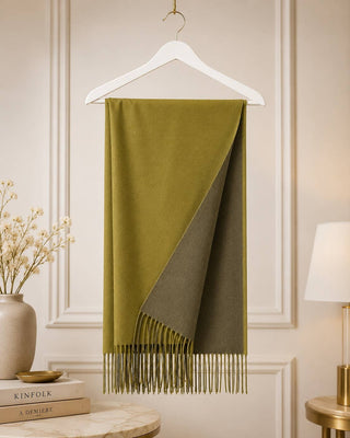 Designer House Reversible Two-Tone Fringe Shawl