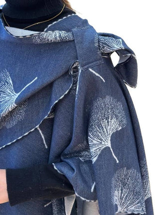 Winding River Navy & White Ginkgo Reversible Loop Wrap
