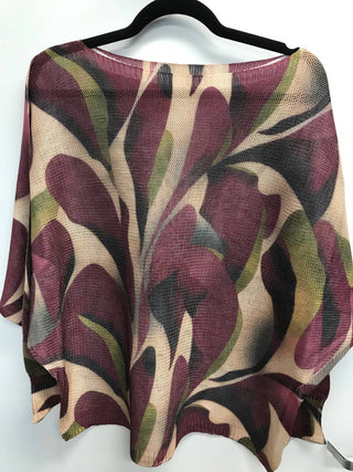 LOOWIE - VIPLU Plum Leaves Fall Round Neck Knit Printed Sweater