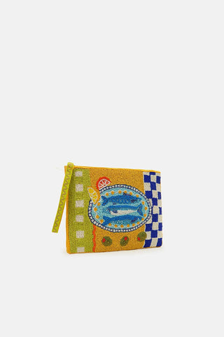 Mediterranean Sardine Wristlet Pouch – Coastal Zip Clutch by America &amp; Beyond