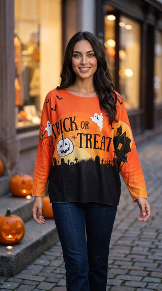 LOOWIE Trick or Treat Halloween Sweater – Orange