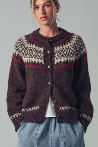Urban Daizy - Fair Isle Nordic Toggle Knit Cardigan