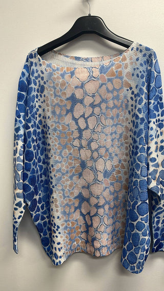 LOOWIE Blue Giraffe Italian Knit Sweater
