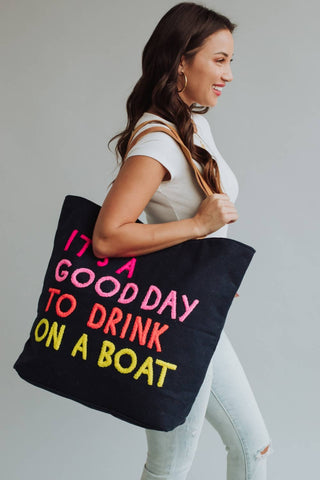 Panache Apparel Co. - Navy Drink On A Boat Tote
