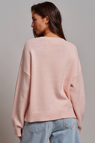 Urban Daizy - Graphic Oversized Drop-Shoulder Knit Sweater