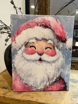 8x10 Rustic Nester - Pink Santa Claus Canvas art print, Christmas wall decor