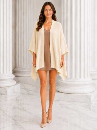 Designer House Bubbled Knit Loop-Through Poncho