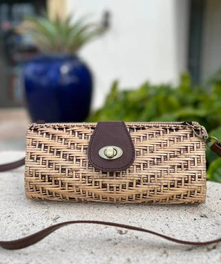 The Winding Road - Rattan Convertable Clutch with Removable Leather Strap
