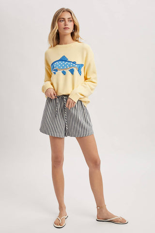 Wishlist Coastal Fish Sweater in Butter Yellow | Women’s Coastal Sweater