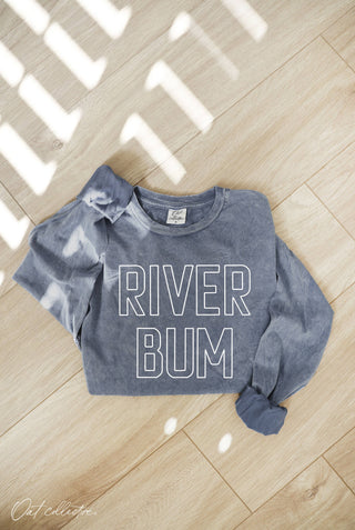 Oat Collective "River Bum" Mineral Washed Long Sleeve Graphic Top