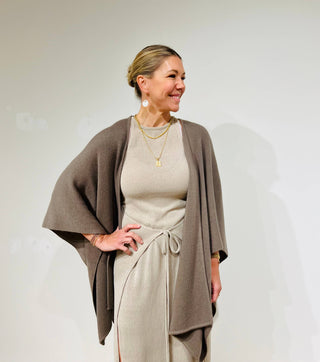 The Winding Road - Alpaca Blend Knit Ruana Wrap  - Winter White