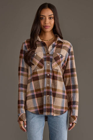 Brown, Blue & Pink Plaid Button-Up | Panache