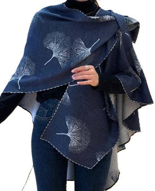 Winding River Navy & White Ginkgo Reversible Loop Wrap