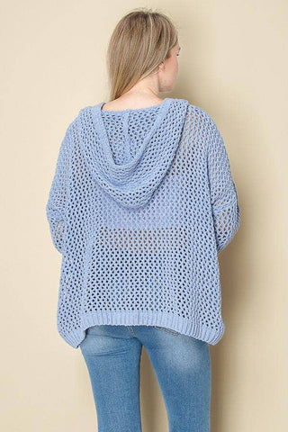 Ashley’s Clothing Design Inc. - SEMI SHEER LOOSE KNIT HOODIE-32795