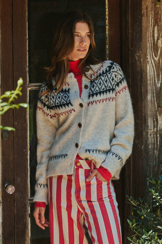 Urban Daizy - Fair Isle Nordic Toggle Knit Cardigan