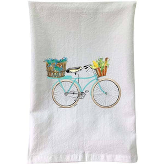 B McVan Designs - Teal Bike Crabs & Corn Flour Sack Towel