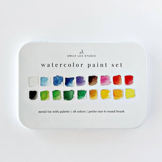 Emily Lex Studio Watercolor Paint Set | 18 Colors &amp; Brush