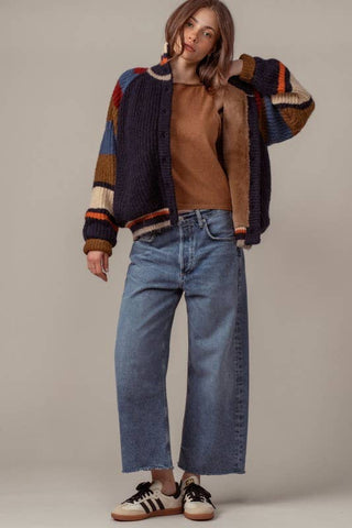 Urban Daizy - Chunky Rib-Knit Faux Fur Lined Cardigan