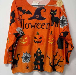 LOOWIE Happy Halloween Graphic Sweater – Orange