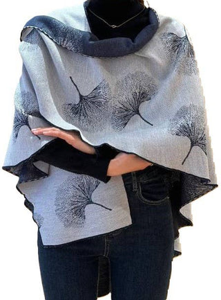 Winding River Navy & White Ginkgo Reversible Loop Wrap